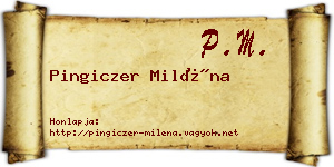 Pingiczer Miléna névjegykártya